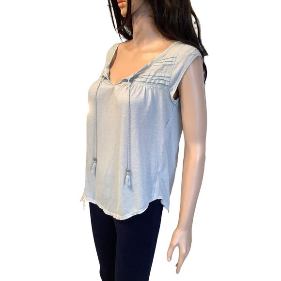 Aeropostale Linen Blend Sleeveless Top Medium Lagenlook Boho Relax - Picture 3 of 7
